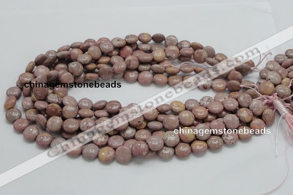 CRC72 15.5 inches 12mm flat round rhodochrosite gemstone beads