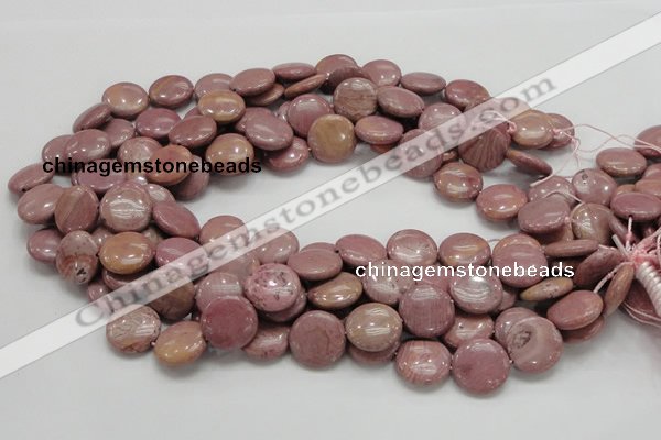 CRC73 15.5 inches 16mm flat round rhodochrosite gemstone beads