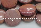 CRC74 15.5 inches 20mm flat round rhodochrosite gemstone beads