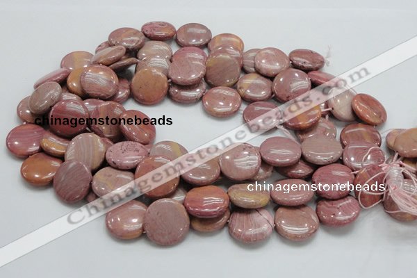 CRC74 15.5 inches 20mm flat round rhodochrosite gemstone beads