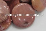 CRC76 15.5 inches 30mm flat round rhodochrosite gemstone beads