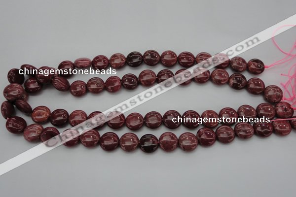 CRC814 15.5 inches 12mm flat round Brazilian rhodochrosite beads