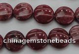 CRC815 15.5 inches 14mm flat round Brazilian rhodochrosite beads