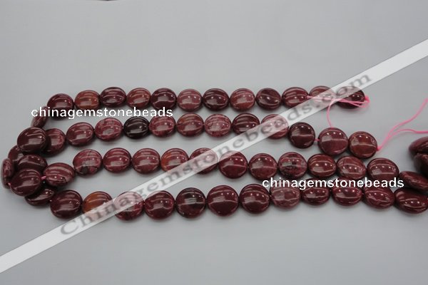 CRC815 15.5 inches 14mm flat round Brazilian rhodochrosite beads