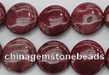 CRC816 15.5 inches 16mm flat round Brazilian rhodochrosite beads