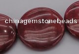 CRC820 15.5 inches 30mm flat round Brazilian rhodochrosite beads