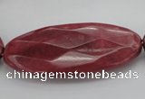 CRC862 15.5 inches 25*50mm faceted oval Brazilian rhodochrosite beads