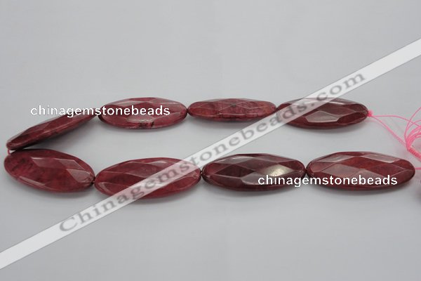 CRC862 15.5 inches 25*50mm faceted oval Brazilian rhodochrosite beads