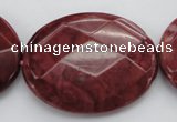 CRC863 15.5 inches 30*40mm faceted oval Brazilian rhodochrosite beads