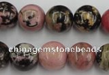 CRD05 15.5 inches 14mm round natural rhodonite gemstone beads