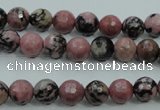 CRD11 15.5 inches 6mm faceted round rhodonite gemstone beads