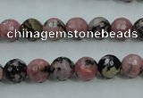 CRD12 15.5 inches 8mm faceted round rhodonite gemstone beads