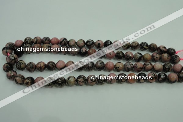 CRD14 15.5 inches 10mm faceted round rhodonite gemstone beads