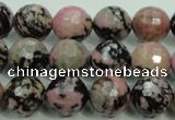 CRD15 15.5 inches 12mm faceted round rhodonite gemstone beads