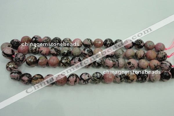 CRD15 15.5 inches 12mm faceted round rhodonite gemstone beads