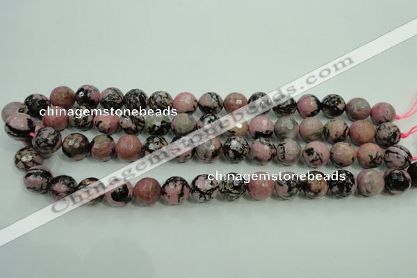 CRD16 15.5 inches 14mm faceted round rhodonite gemstone beads