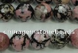 CRD17 15.5 inches 16mm faceted round rhodonite gemstone beads