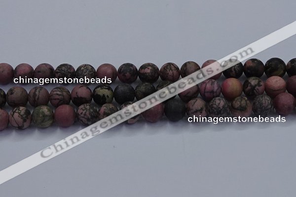 CRD27 15.5 inches 12mm round matte rhodonite beads wholesale