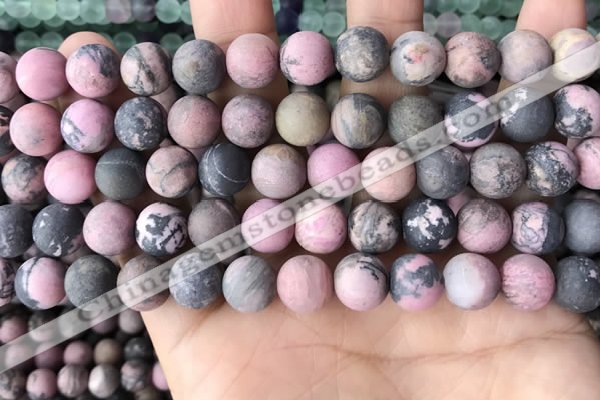 CRD33 15.5 inches 10mm round matte rhodonite beads wholesale