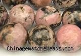 CRD362 15 inches 10mm faceted round rhodonite beads wholesale