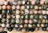 CRD374 15 inches 8mm faceted round rhodonite beads wholesale