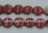 CRE06 16 inches 12mm flat round natural red jasper beads wholesale