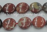 CRE07 16 inches 15mm flat round natural red jasper beads wholesale