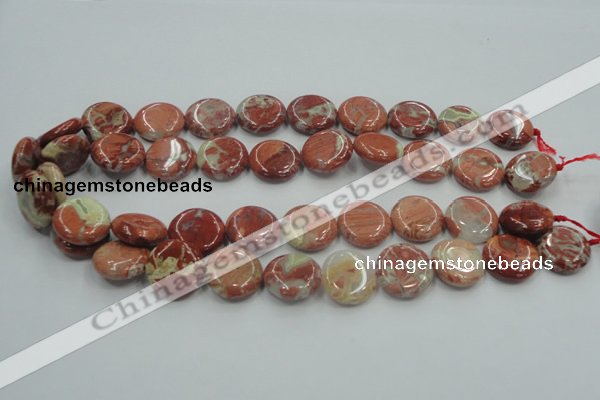 CRE08 16 inches 20mm flat round natural red jasper beads wholesale