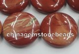 CRE09 16 inches 25mm flat round natural red jasper beads wholesale