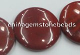 CRE10 16 inches 30mm flat round natural red jasper beads wholesale