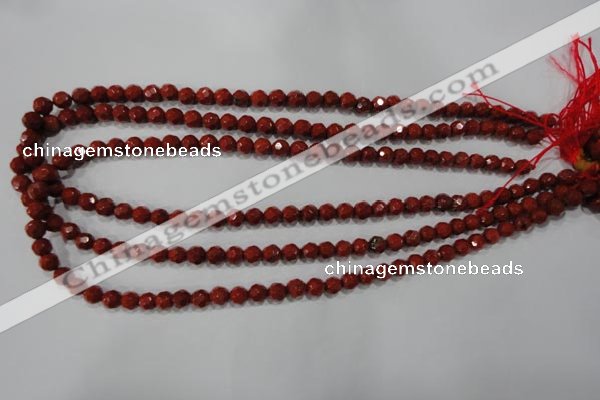 CRE101 15.5 inches 6mm faceted round red jasper beads wholesale