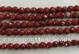 CRE151 15.5 inches 4mm faceted round red jasper beads wholesale