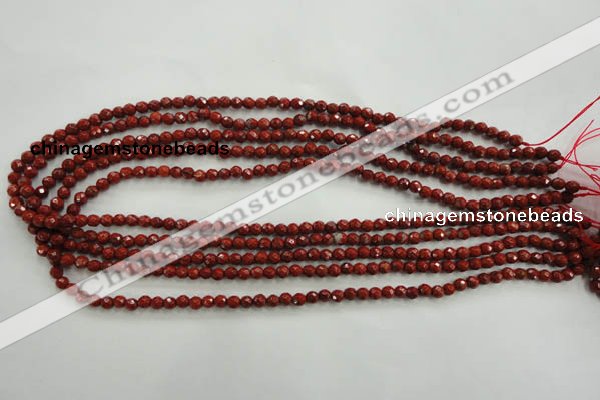 CRE151 15.5 inches 4mm faceted round red jasper beads wholesale