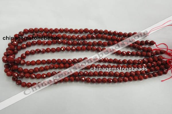 CRE152 15.5 inches 6mm faceted round red jasper beads wholesale