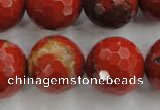 CRE159 15.5 inches 20mm faceted round red jasper beads wholesale