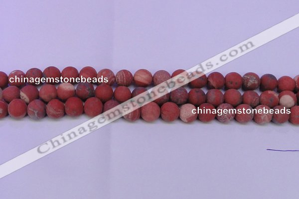 CRE163 15.5 inches 10mm round matte red jasper beads