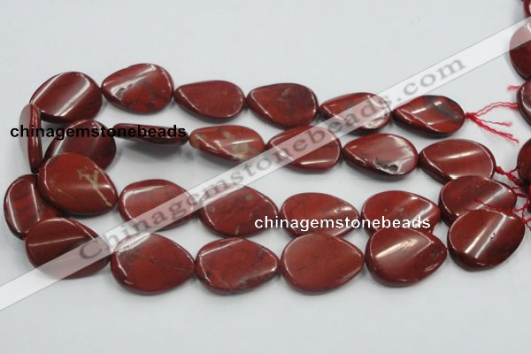 CRE18 16 inches 22*30mm twisted teardrop natural red jasper beads wholesale