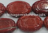 CRE19 16 inches 22*30mm carved oval natural red jasper beads wholesale