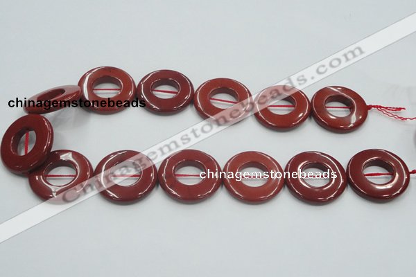 CRE22 16 inches 30mm donut natural red jasper beads wholesale