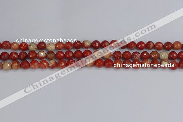 CRE331 15.5 inches 6mm faceted round red jasper beads