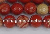 CRE333 15.5 inches 10mm faceted round red jasper beads