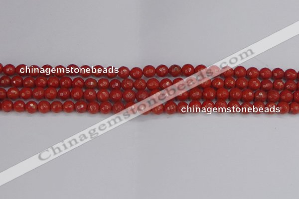 CRE338 15.5 inches 4mm faceted round red jasper beads