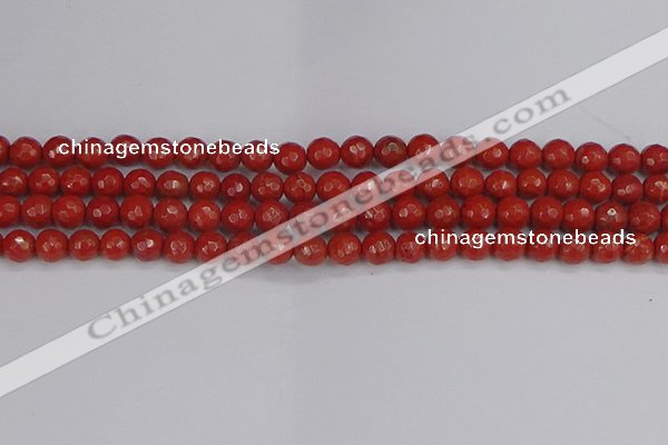 CRE339 15.5 inches 6mm faceted round red jasper beads