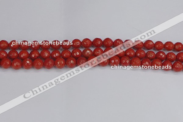 CRE340 15.5 inches 8mm faceted round red jasper beads