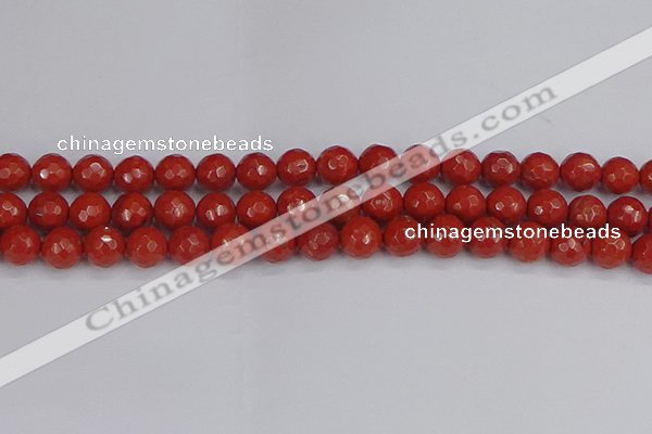 CRE341 15.5 inches 10mm faceted round red jasper beads