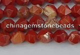 CRE345 15.5 inches 6mm faceted nuggets red jasper beads