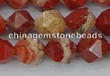 CRE348 15.5 inches 12mm faceted nuggets red jasper beads