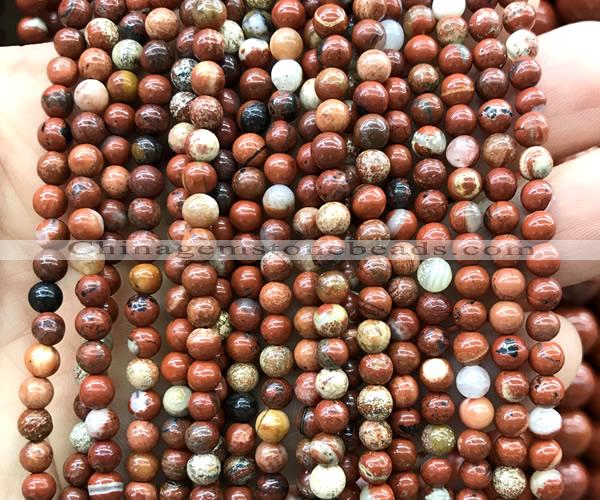 CWJ370 15 inches 4mm round red jasper beads wholesale