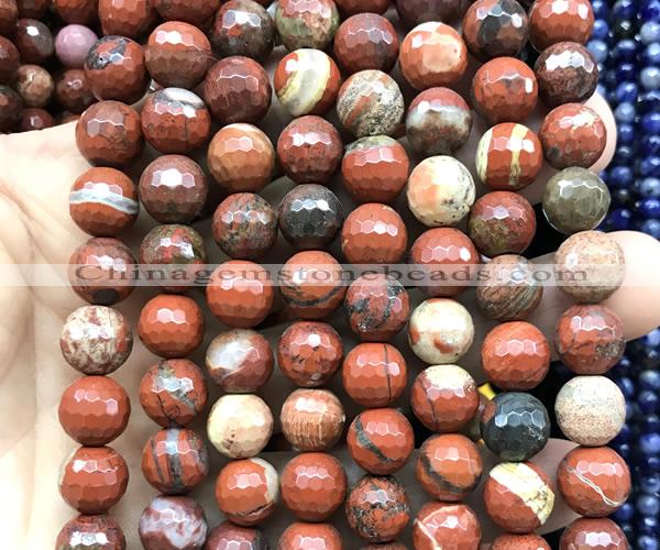 CWJ379 15 inches 10mm faceted round red jasper beads wholesale