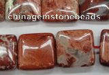 CRE58 15.5 inches 20*20mm square red jasper beads wholesale